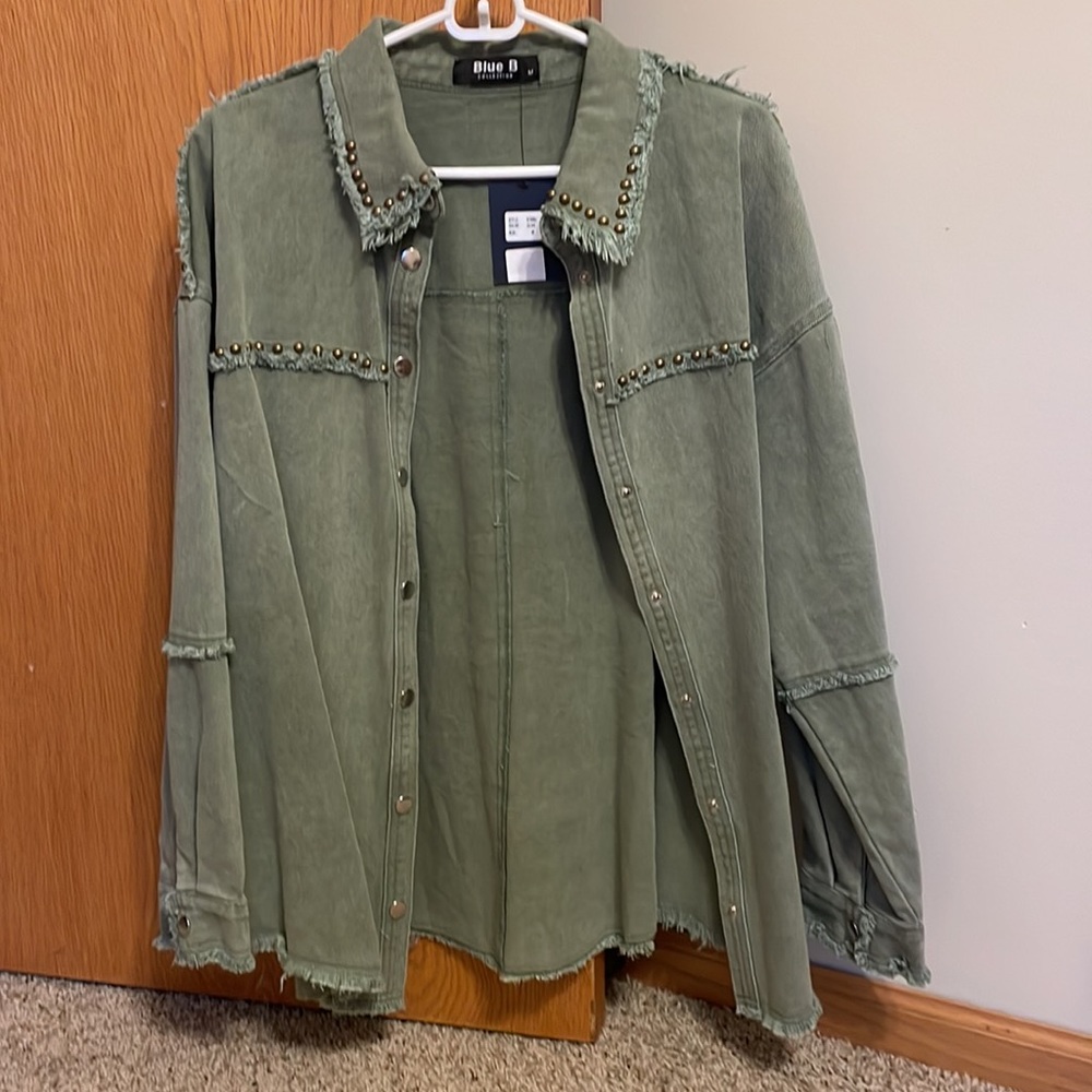 Olive Studded Jean Jacket